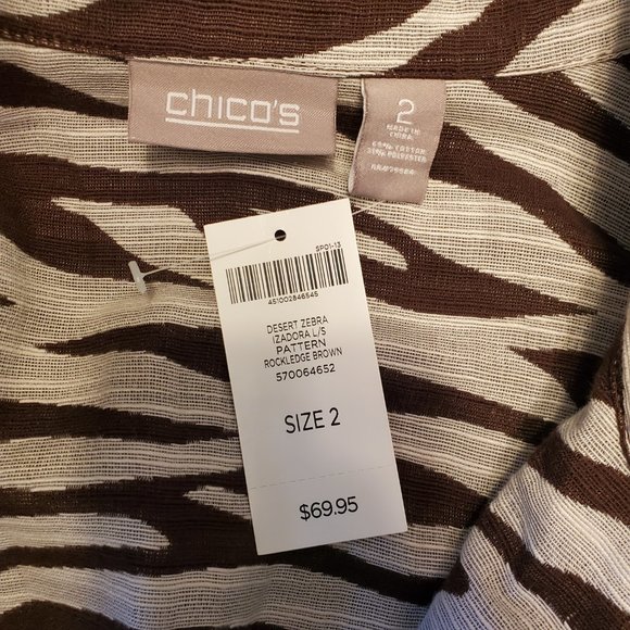 Chico's Jacket Size 2 Large Desert Zebra Print Izadora Open Blazer New W Tags - Picture 3 of 3